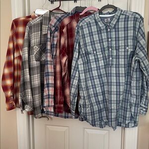 Collection of Five Plaid and Flannel Tops 2X
